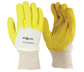 MAXISAFE GLOVES GLASS GRIPPER LATEX YELLOW DIPPED ECONOMY 